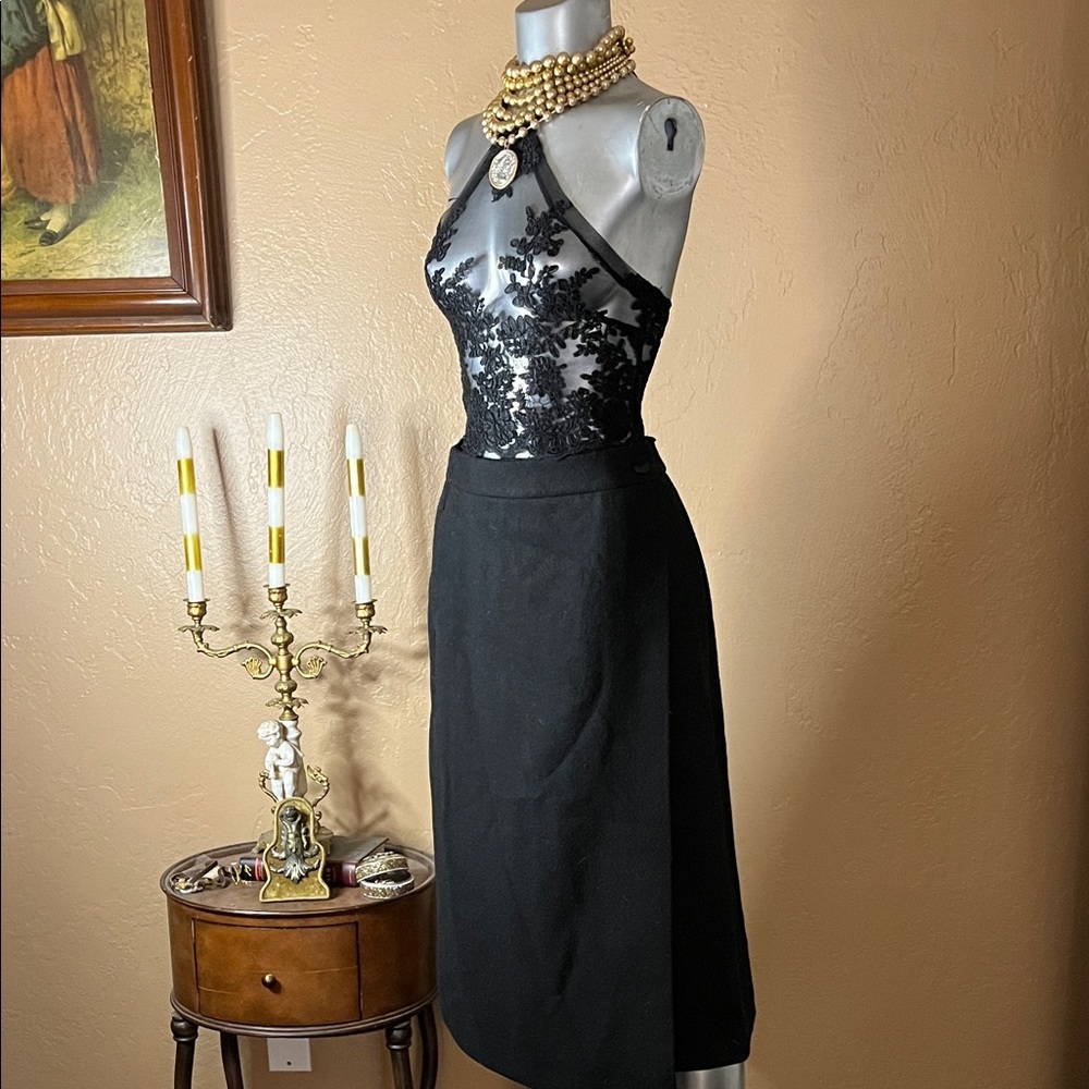 JW ANDERSON Gorgeous and Sophisticated Black Wool Blend Wrap Skirt. SZ S